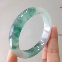 Baikalla Jewelry Jadeite Jade Bangle Bracelet Genuine Burmese High-end Ice Blue-green Jade Jadeite Bangle Bracelet (57.mm) L14 ( Collectibles )