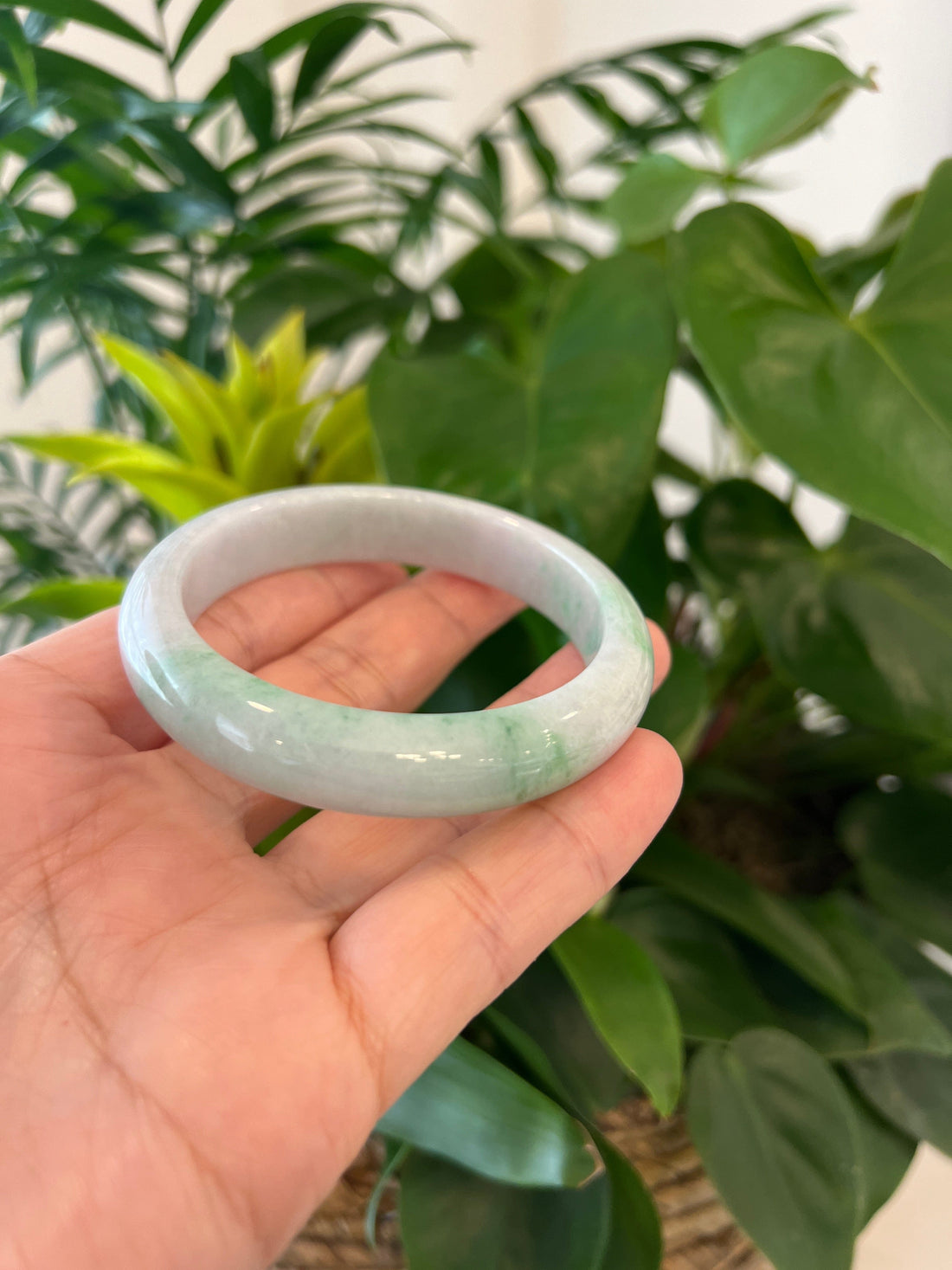 Baikalla Jewelry Jadeite Jade Bangle Bracelet Baikalla™ "Classic Bangle" Genuine Burmese Green Jadeite Jade Bangle Bracelet (58.48 mm) #195