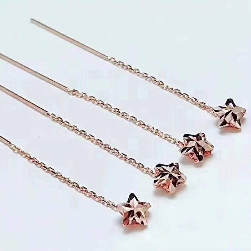 Baikalla Jewelry Gold Earrings 18K Royal Rose Gold Star Drop Dangle Earrings