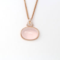 Baikalla Jewelry Silver Gemstone Necklace Rose Gold Plated Sterling Silver Rose Quartz Pendant Necklace With Zircon