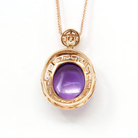 Baikalla Jewelry Gemstone Pendant Necklace 18k Rose Gold Genuine AAA Royal Amethyst Pendant Necklace