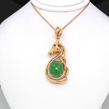 Baikalla Jewelry genuine jadeite pendant Baikalla™ "Stallion" 18k Rose Gold Genuine Burmese Imperial Jadeite Stallion Necklace, real jadeite Jade Horse Pendant Necklace