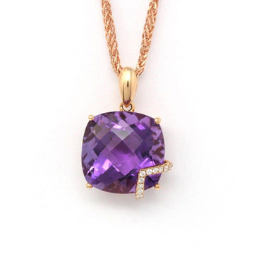 Baikalla Jewelry 18k Rose Gold Genuine AAA Amethyst Pendant Necklace