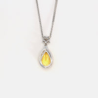 Baikalla Jewelry Gemstone Pendant Necklace 18k White Gold Genuine Citrine & Diamonds Pendant Necklace with Tourmaline
