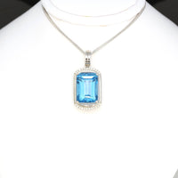 Baikalla Jewelry 18k White Gold Genuine Topaz & Diamonds Pendant Necklace