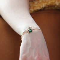 Baikalla Jewelry Gold Jade Bracelet 18k Rose Gold Lucky TongTong Jadeite jade Oval Bracelet Bangle W/ Diamonds