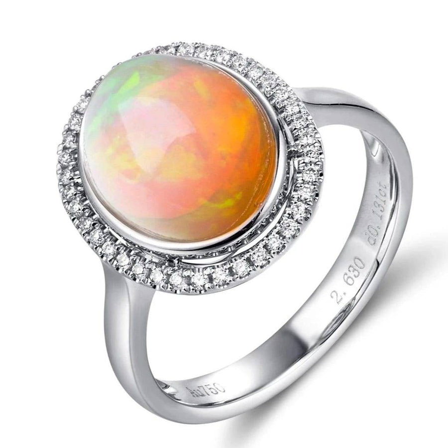 Baikalla Jewelry gold gemstone ring 6.5 Baikalla™ "Alice" 18k Gold Oval Ethiopian Opal Ring w/Diamonds