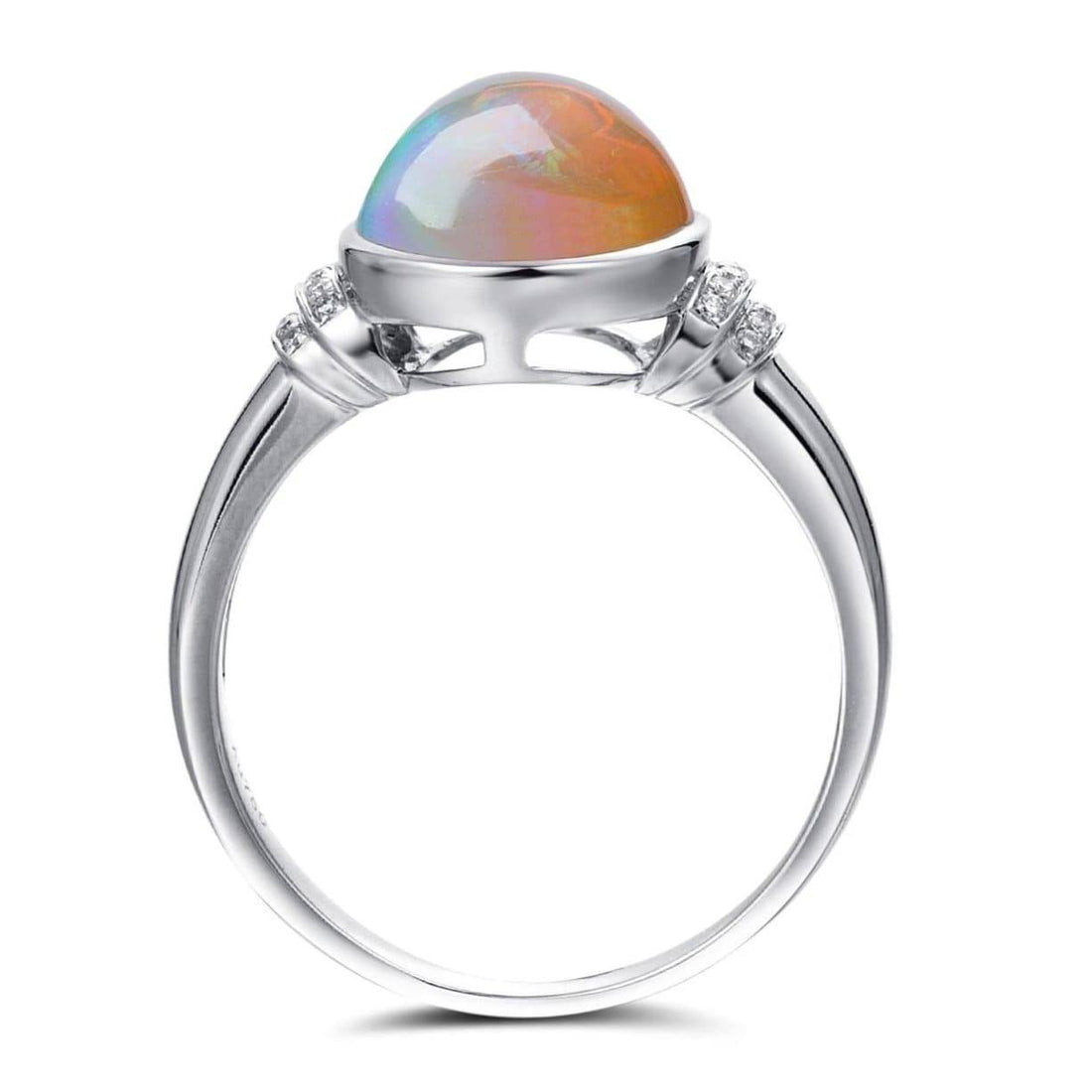 Baikalla Jewelry Gold Opal Ring Baikalla™ "Caroline" 18k gold Genuine Cabochon Ethiopian opal Ring w/ Diamonds