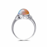 Baikalla Jewelry Gold Opal Ring Baikalla™ "Caroline" 18k gold Genuine Cabochon Ethiopian opal Ring w/ Diamonds