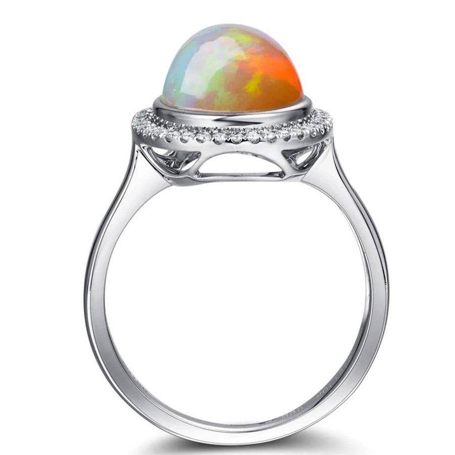 Baikalla Jewelry gold gemstone ring Baikalla™ "Alice" 18k Gold Oval Ethiopian Opal Ring w/Diamonds
