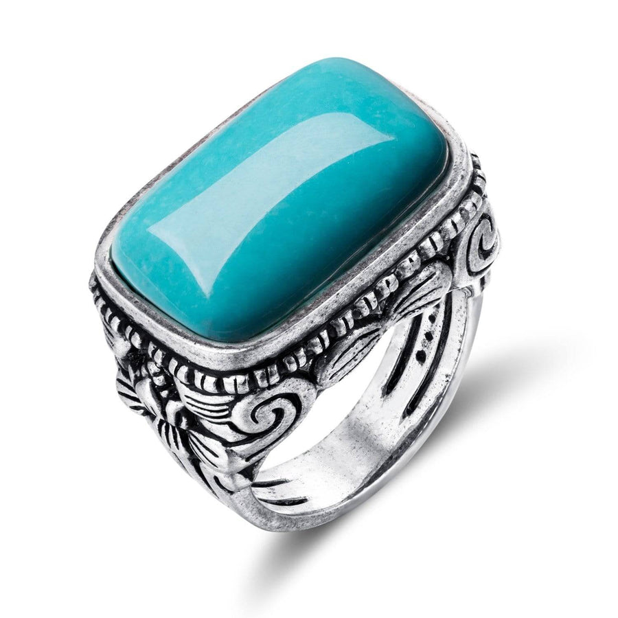Baikalla Jewelry Turquoise Ring Baikalla™ "Turquoise filigree" Sterling Silver Genuine Well Persian Blue Arizona Turquoise Ring