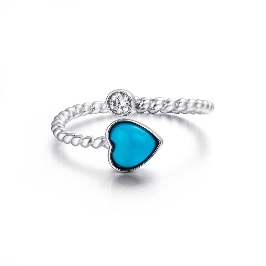 Baikalla Jewelry Silver Turquoise Ring Baikalla™ "Love is Here" Sterling Silver Genuine Persian Blue Arizona Turquoise Love Ring