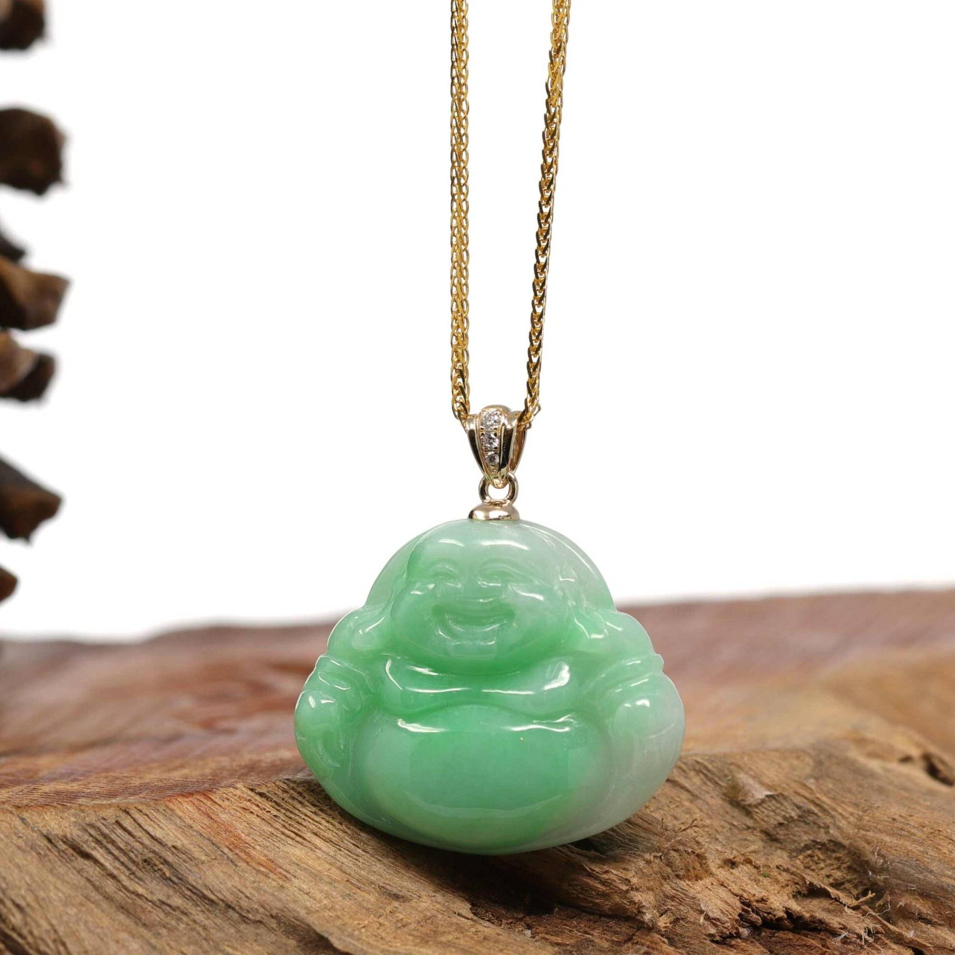 18k Gold Jadeite Buddha Pendant Necklace | Real Jade Buddha Jewelry – BKLA