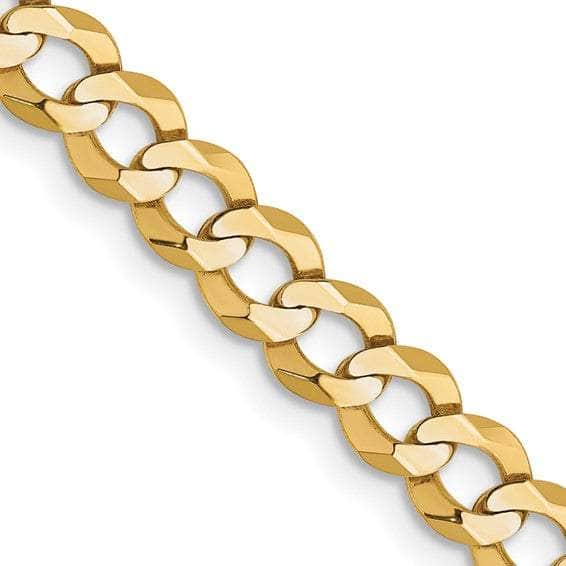 Baikalla Jewelry 14K Yellow Gold Chain 18 in 14K Yellow Gold 5.3 mm Flat Cuban Chain with Lobster Clasp