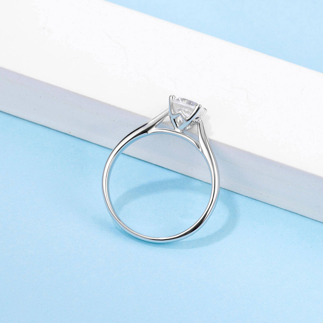Baikalla Baikalla™ "Eniko" Sterling Silver Moissanite 4 Prong Solitaire Promise Ring