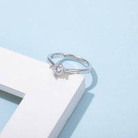 Baikalla Baikalla™ "Anya" Sterling Silver Moissanite 4 Prong Promise Ring