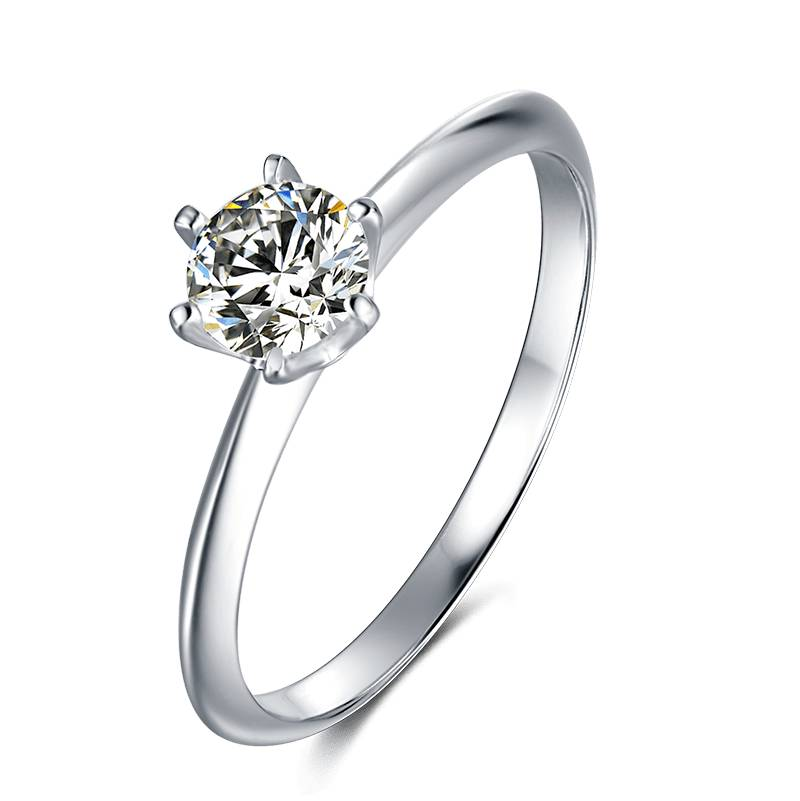 Baikalla 4 Baikalla™ "Luna" Sterling Silver Moissanite 6 Prong Promise Ring