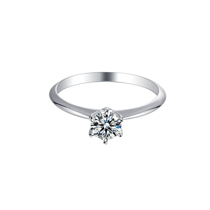 Baikalla Baikalla™ "Luna" Sterling Silver Moissanite 6 Prong Promise Ring