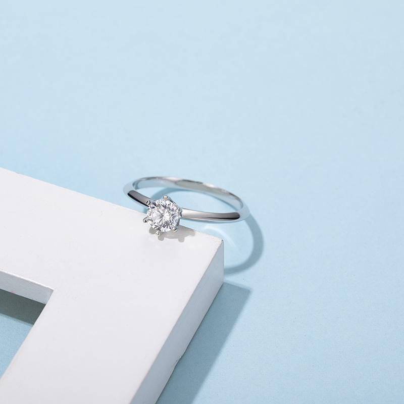 Baikalla Baikalla™ "Luna" Sterling Silver Moissanite 6 Prong Promise Ring