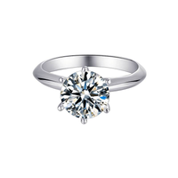 Baikalla Sterling Silver Moissanite Ring 4.5 Baikalla™ "Luna" Sterling Silver Moissanite Luxury 3 CT 6 Prong Promise Ring