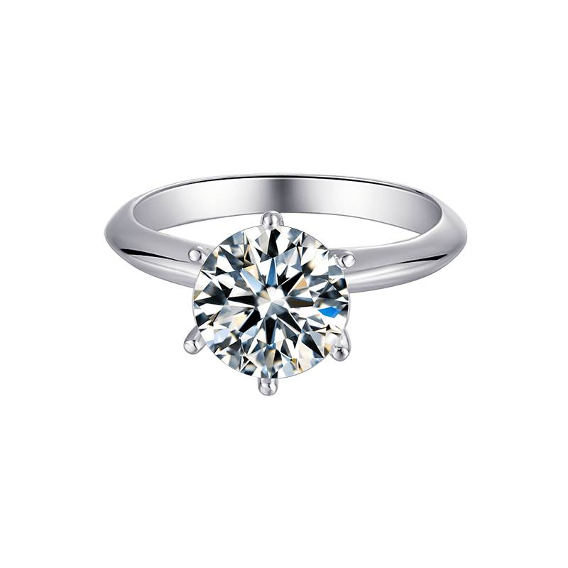 Baikalla Sterling Silver Moissanite Ring 4.5 Baikalla™ "Luna" Sterling Silver Moissanite Luxury 3 CT 6 Prong Promise Ring