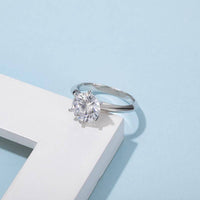Baikalla Sterling Silver Moissanite Ring 9.5 Baikalla™ "Luna" Sterling Silver Moissanite Luxury 3 CT 6 Prong Promise Ring