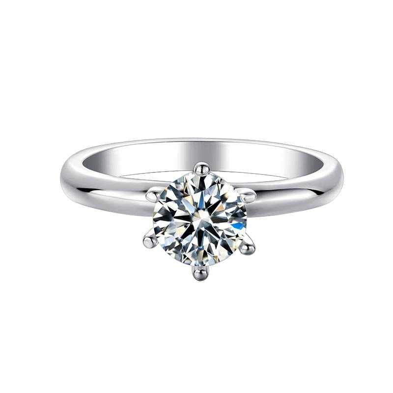 Baikalla Sterling Silver Moissanite Ring 4 Baikalla™ "Annie" Sterling Silver Moissanite 6 Prong Promise Ring