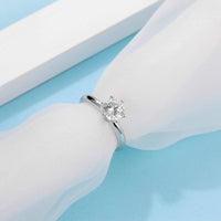 Baikalla Sterling Silver Moissanite Ring Baikalla™ "Annie" Sterling Silver Moissanite 6 Prong Promise Ring