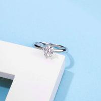 Baikalla Baikalla™ "Audrey" Sterling Silver Moissanite 6 Prong Promise Ring