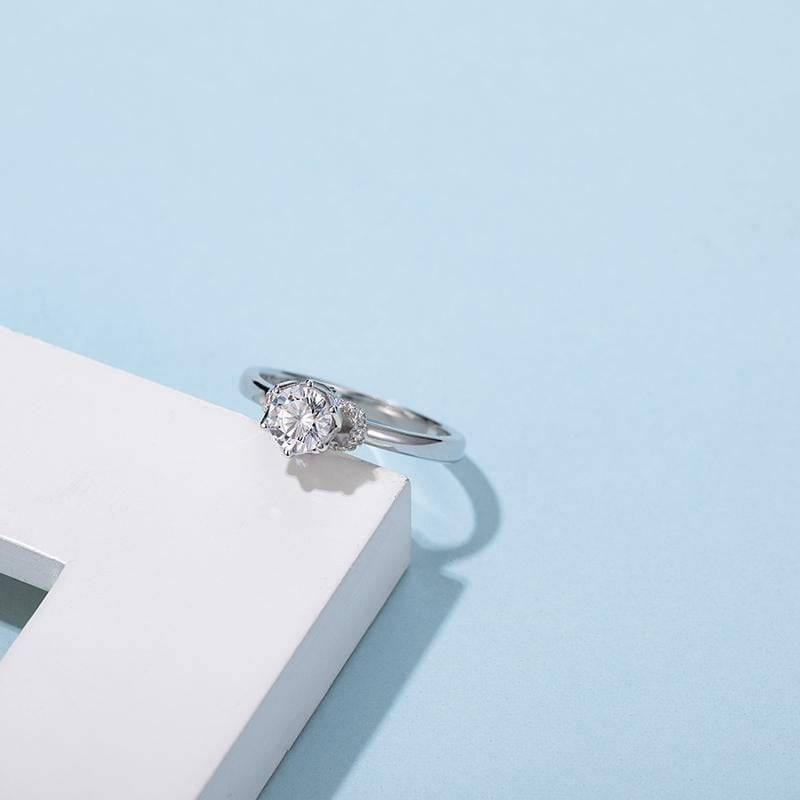 Baikalla Baikalla™ "Iris" Sterling Silver Moissanite 6 Prong Promise Ring