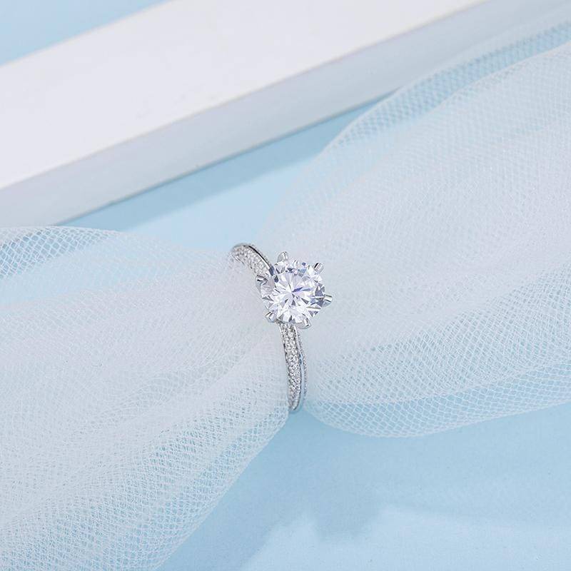Baikalla Sterling Silver Moissanite Ring Baikalla™ "Mila" Sterling Silver Moissanite Luxury 1.5 CT 6 Prong Promise Ring