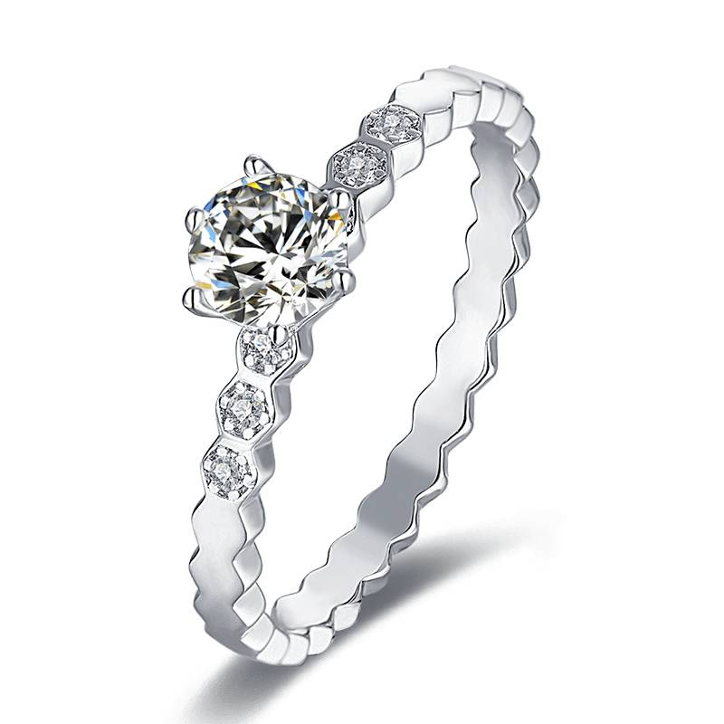 Baikalla 4 Baikalla™ "Emilia" Sterling Silver Moissanite 6 Prong Promise Ring