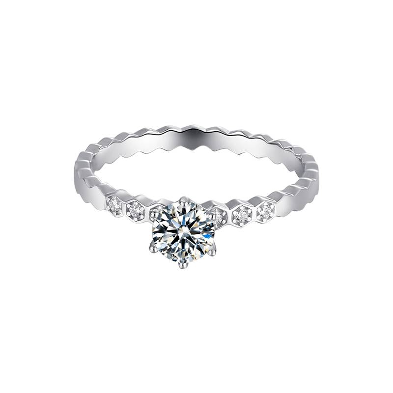 Baikalla Baikalla™ "Emilia" Sterling Silver Moissanite 6 Prong Promise Ring