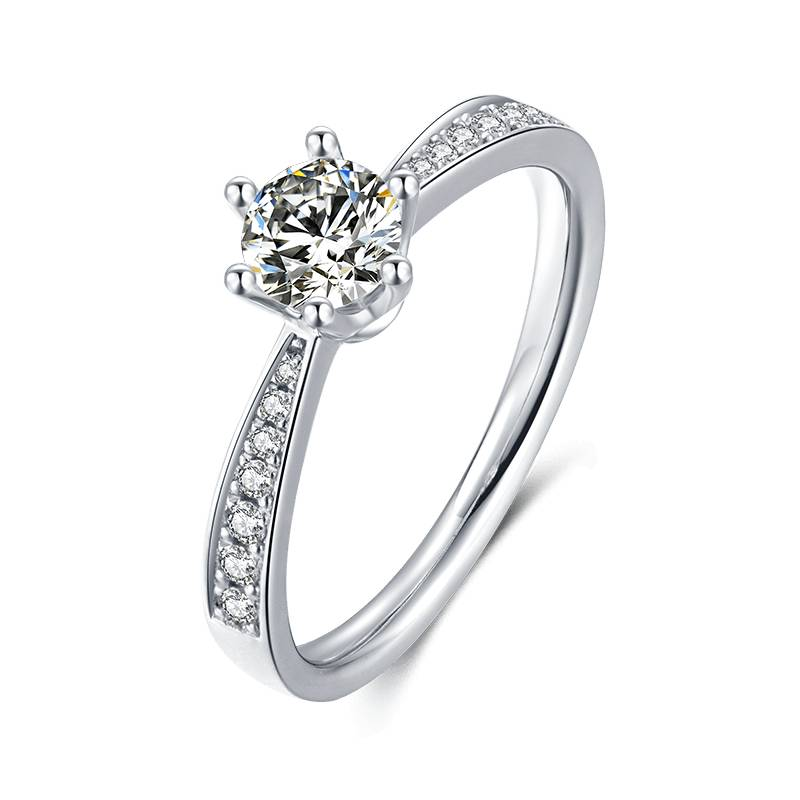 Baikalla 4 Baikalla™ "Aurora" Sterling Silver Moissanite 6 Prong Promise Ring