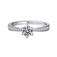 Baikalla Baikalla™ "Aurora" Sterling Silver Moissanite 6 Prong Promise Ring