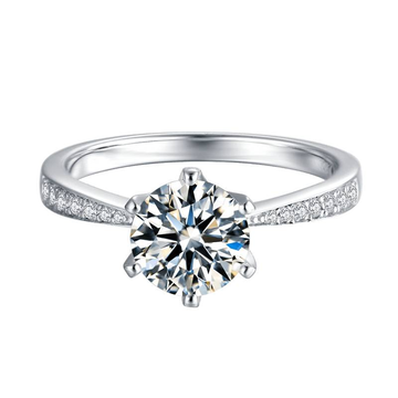 Baikalla 5 Baikalla™ "Ava" Sterling Silver Moissanite Luxury 2 CT 6 Prong Promise Ring
