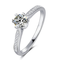 Baikalla 4 Baikalla™ "Galena" Sterling Silver Moissanite 6 Prong Promise Ring