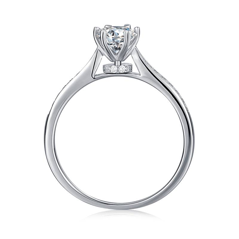 Baikalla Baikalla™ "Galena" Sterling Silver Moissanite 6 Prong Promise Ring