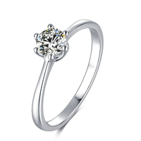 Baikalla 4 Baikalla™ "Zoey" Sterling Silver Moissanite 6 Prong Promise Ring