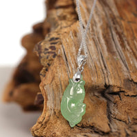 Baikalla Jewelry Jade Pendant Necklace Baikalla "Prosperity Every Year (年年有鱼)" Lucky Fish Carving Pendant Necklace Natural Jadeite Jade JG165