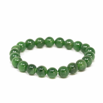 Baikalla Jewelry jade beads bracelet 6 inches Baikalla Genuine Green Nephrite Jade Round Beads Bracelet Bangle ( 8mm )