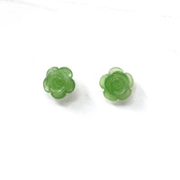 Baikalla Jewelry Gold Jade Earrings Baikalla™ "Rose Flowers" 18k Solid Gold High-end Real Green Jade Rose Flower Earrings