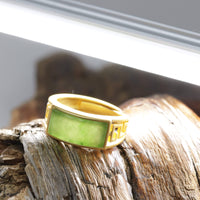 Baikalla Jewelry Jade Ring Baikalla™ "Classic Signet" Gold Plated Sterling Silver Real Green Jade Classic Men's Ring