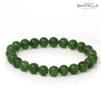 Baikalla Jewelry jade beads bracelet 9 inches Genuine Green Jade Round Beads Bracelet Bangle ( 8 mm )