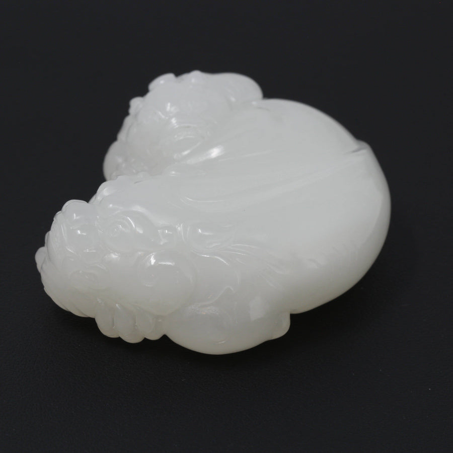 Baikalla Jewelry white jade carving Pi Xiu Genuine HeTian White Nephrite "Mutton Fat "Jade  Pendant Necklace