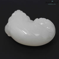 Baikalla Jewelry white jade carving Pi Xiu Genuine HeTian White Nephrite "Mutton Fat "Jade  Pendant Necklace