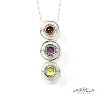 Baikalla Jewelry Gemstone Pendant Necklace Baikalla™ "Veronica " 14k Gold Natural Multi-Color Gemstones ( Sunstone .Garnet. Peridot. ) Pendant Necklace