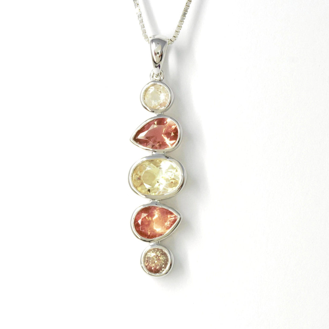Baikalla Jewelry Gold Gemstone Necklace Baikalla™ "Savannah" 14k Gold Natural  5 Oregon Sunstones Pendant Necklace
