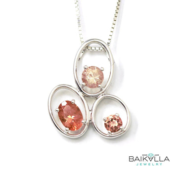 Baikalla Jewelry Gemstone Pendant Necklace Baikalla™ "Charlotte" 14k Gold 3 Oregon Sunstones Pendant Necklace