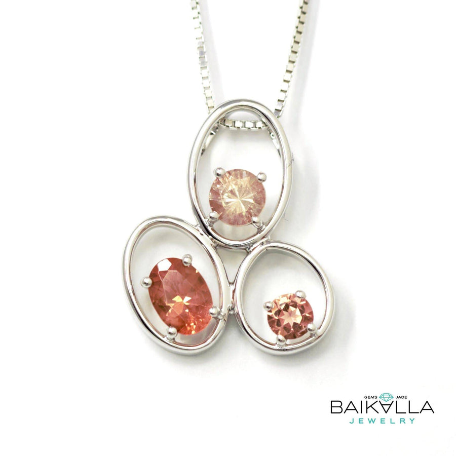 Baikalla Jewelry Gemstone Pendant Necklace Pendant with 14k Gold Chain Baikalla™ "Charlotte" 14k Gold 3 Oregon Sunstones Pendant Necklace